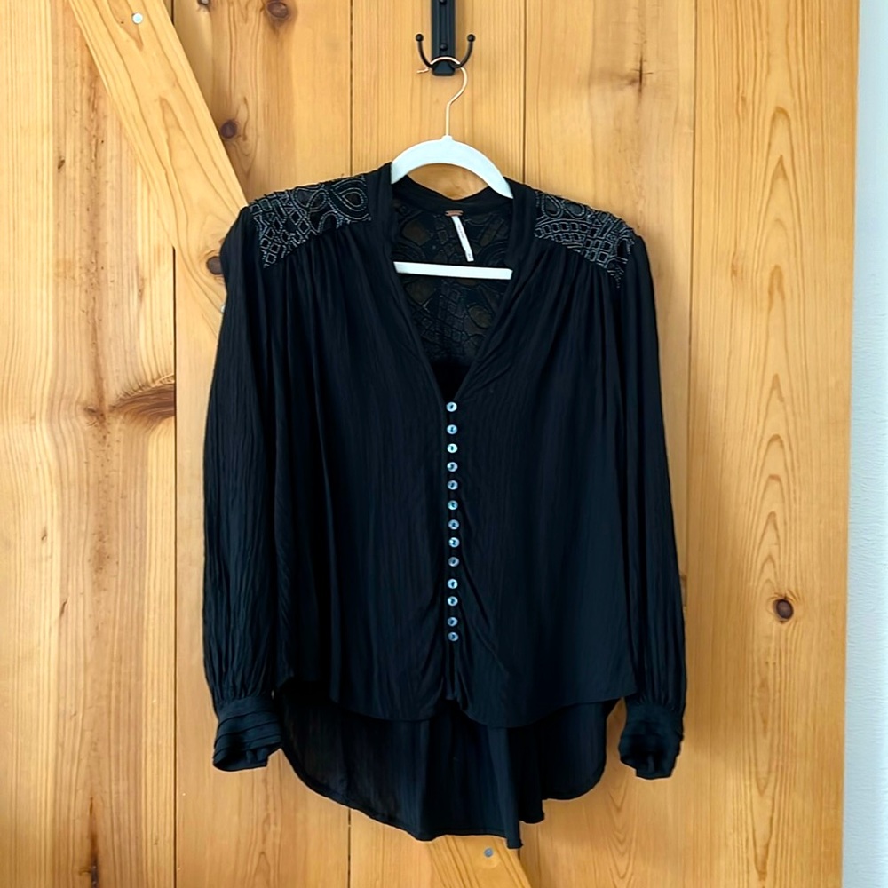 Free People black button down shirt size xs